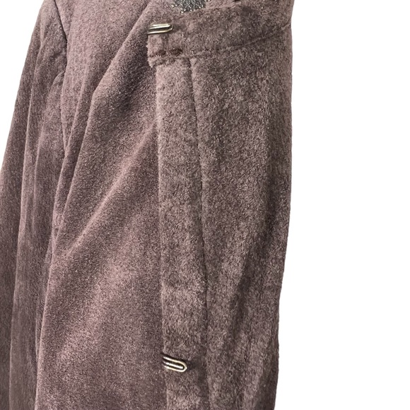 Pamela McCoy Collections Brown Suede Coat With Bronze Beading Trim Large - Picture 9 of 16